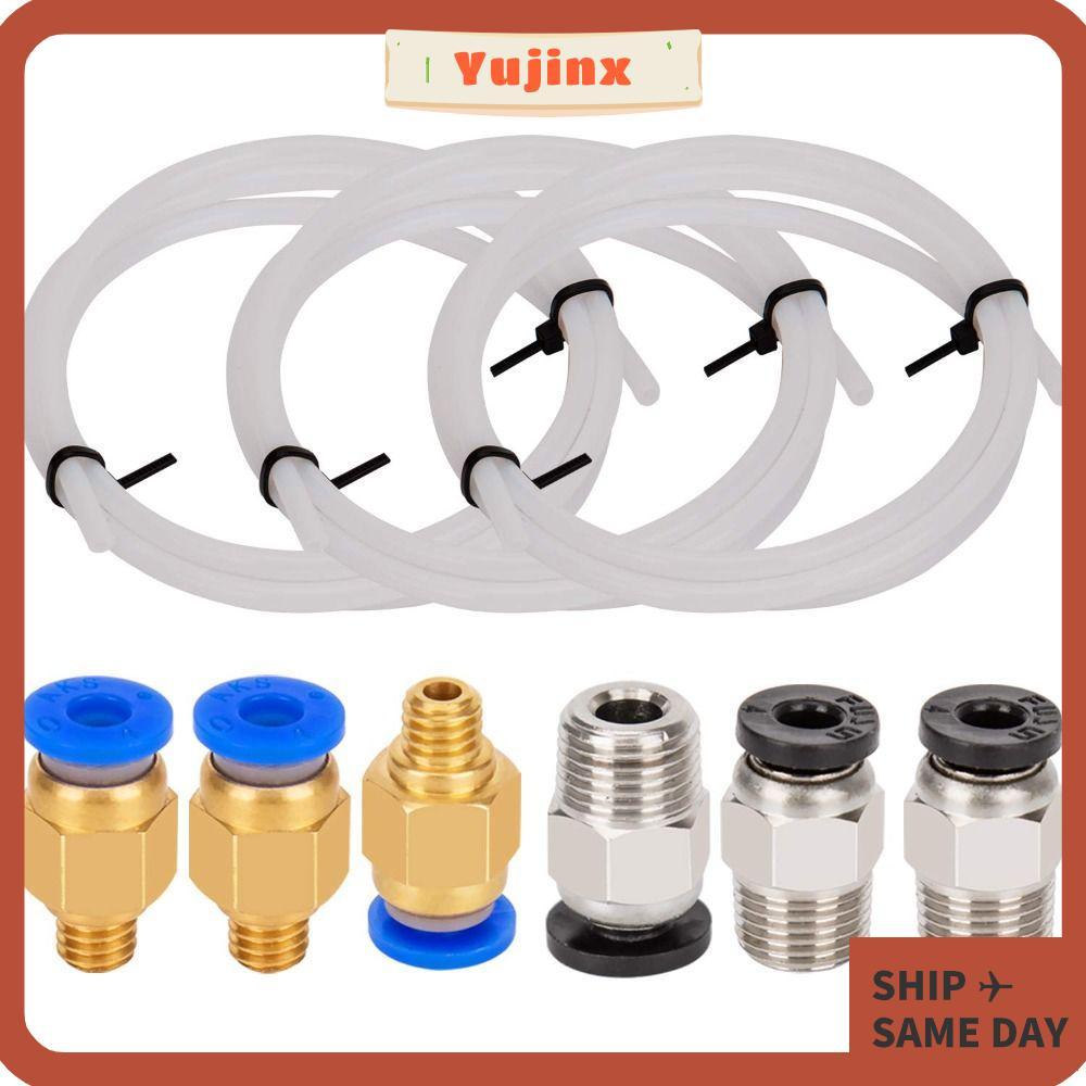 YUJINX สีขาวเชื่อมต่อท่อ, 10 ชิ้น PC4-M10 อุปกรณ์ 10 ชิ้น PC4-M6 ฟิตติ้ง PTFE หลอด, ทนทาน 1 เมตร 1.7