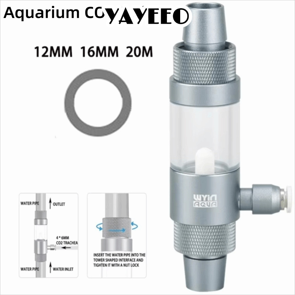 YAYEEO CO2 เครื่องพ่นยาภายนอก, Anti Reflux Quick Insting Aquarium CO2 Diffuser, ตู้ปลา CO2 อุปกรณ์เส