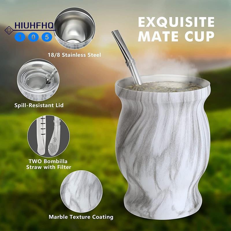 Hiuhfhq106Yerba Mate Natural Gourd(ถ้วย Mate ดั้งเดิม - 230ML) รวมหลอด Bombillas 2 อัน (หลอดเยอร์บาเ