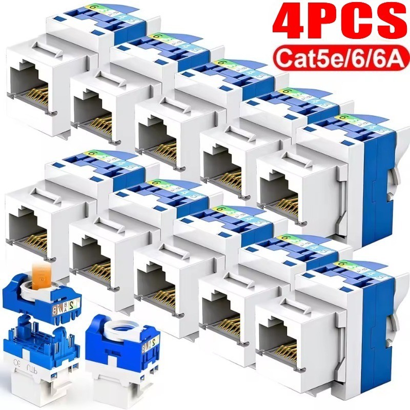 RJ45 Ethernet Coupler - อะแดปเตอร์สายไฟ T568A/B รหัสสี - ส่วนขยายสาย LAN Ethernet - Cat5e Cat6 Cat6A