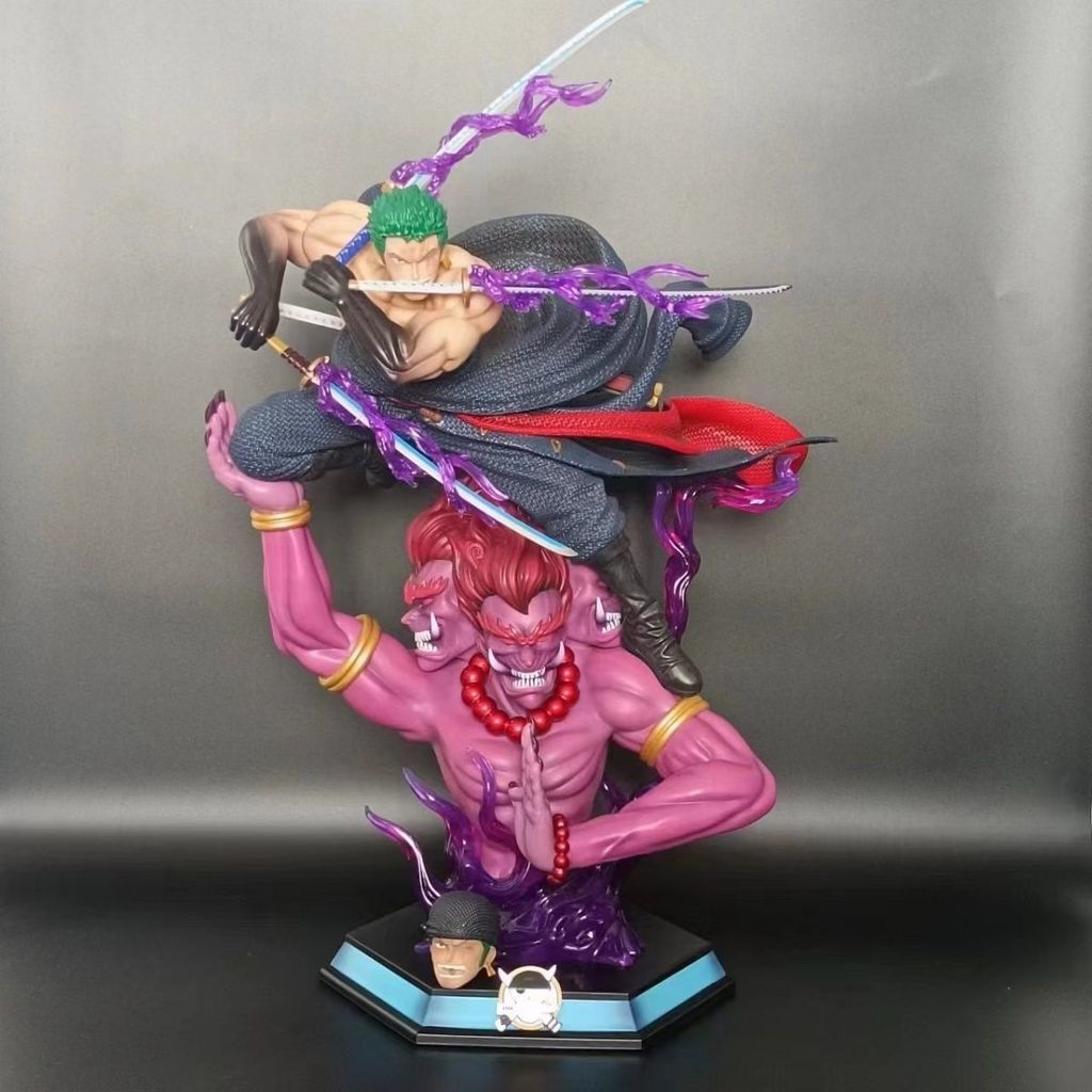 รูปปั้น Brother Asura Zoro One Piece GK รูป Ronoa Zoro รูปปั้นอนิเมะแกะสลักสองหัว