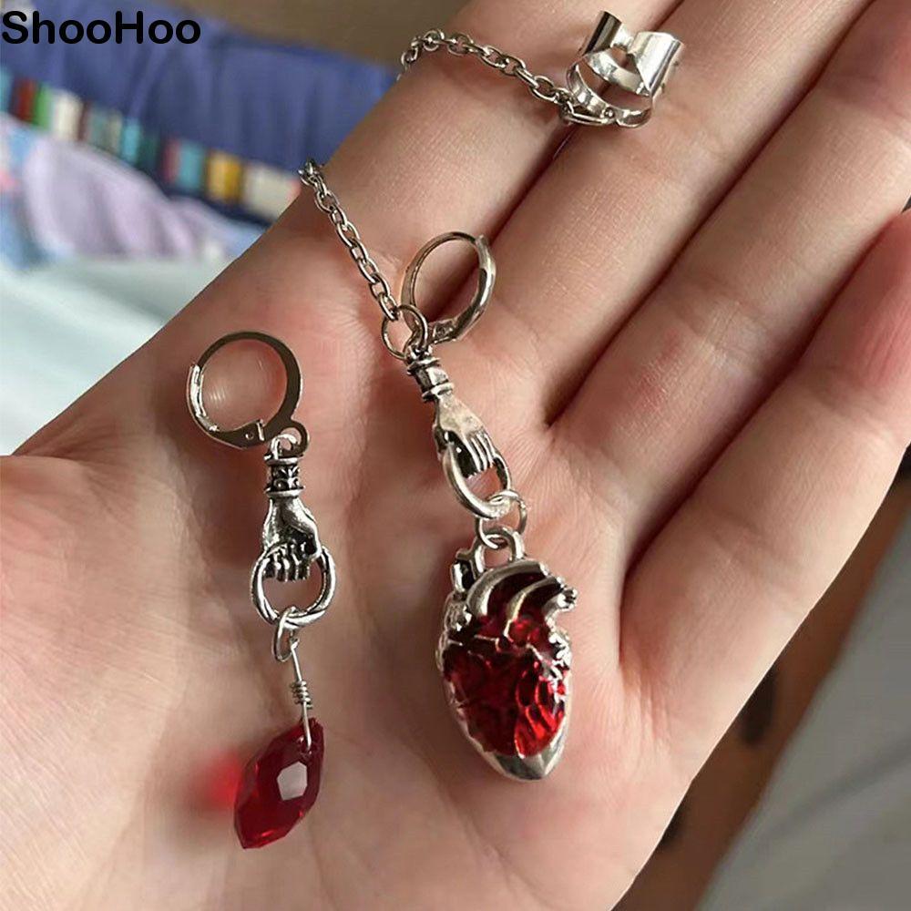 SHOOHOO The Beating Heart Red Vampire Gothic Chain Ear Clip