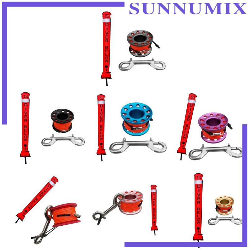 [Sunnimix] Scuba Diving SMB Safety Sausage Surface Marker Buoy Signal Dive Reel - กะทัดรัด พกพาและทน