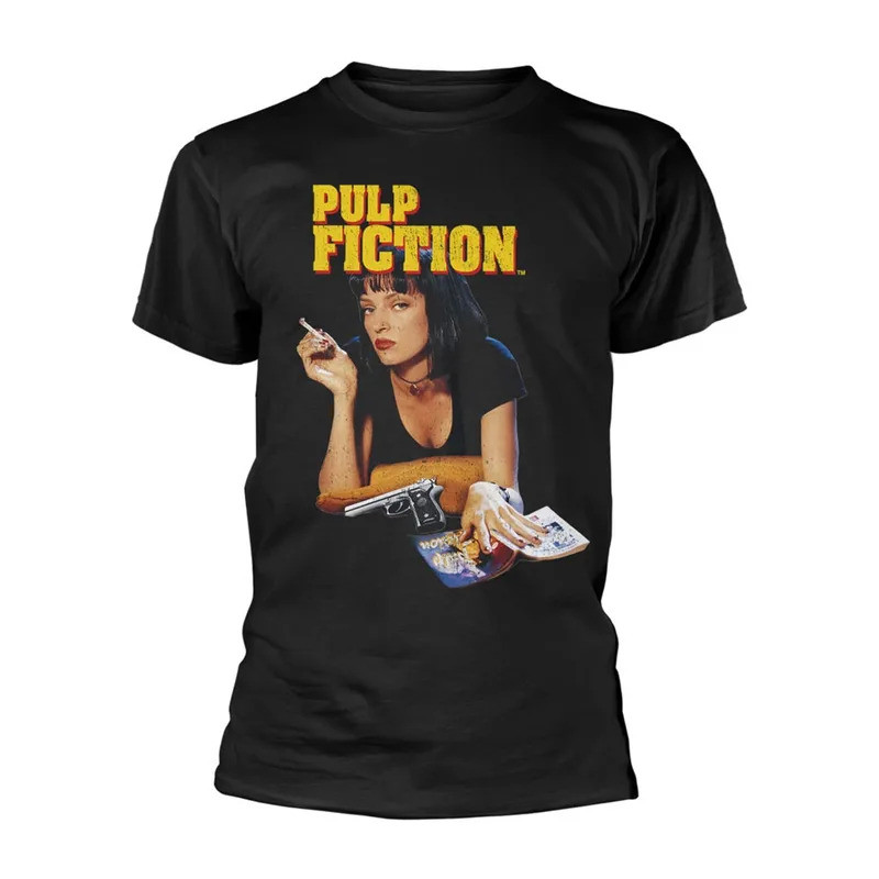 เสื้อยืดคอตตอนลายกราฟิก Pulp Fiction ภาพยนตร์ใหม่ปี 2026 แบบยูนิเซ็กส์ คอกลม แขนสั้น สไตล์เรโทร Y2k 