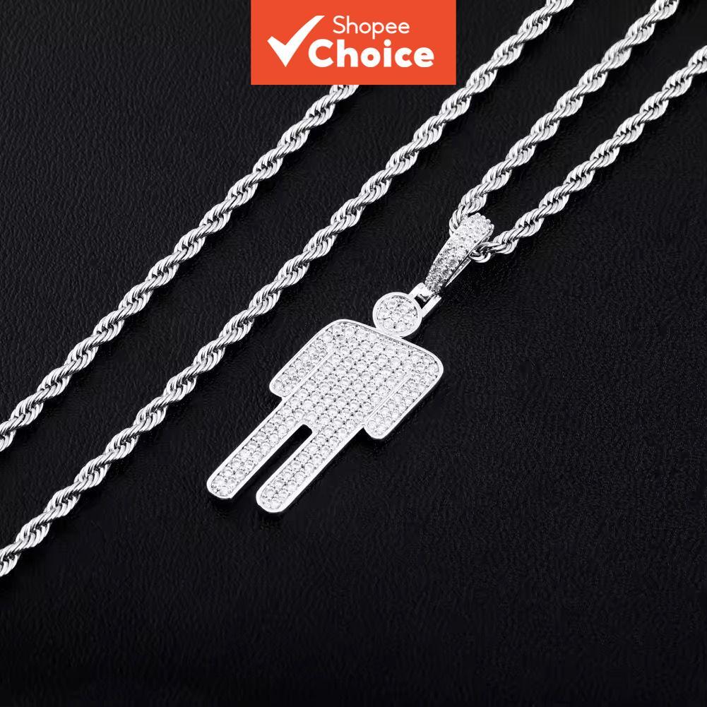 Billie Style Diamond Little Man จี้สร้อยคอ Hip Hop Street Bling