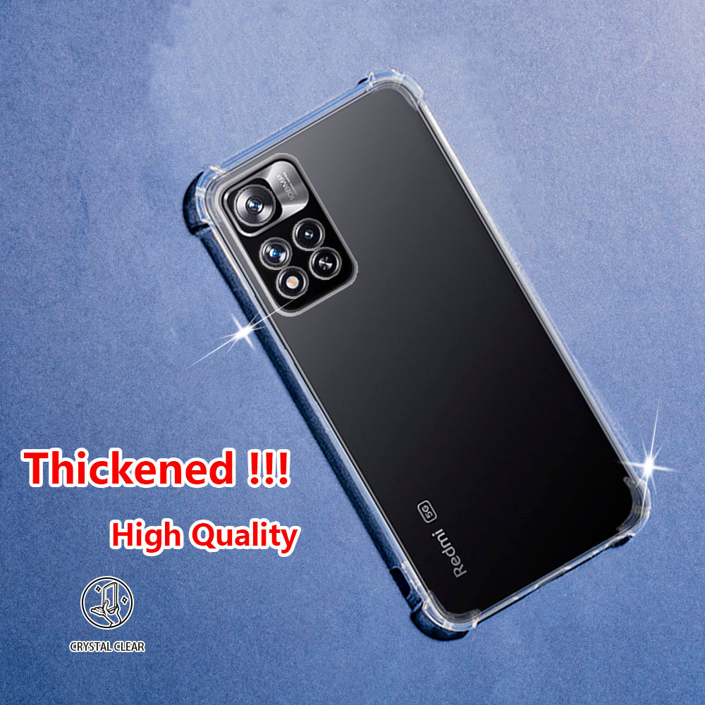 Xiaomi Redmi Note 11 Pro+ 5G 11i HyperCharge 2022 Poco X4 Crystal Clear Jelly Case Air-Guard Corner Soft TPU ยืดหยุ่นซิลิโคนป้องกันยางโปร่งใสเคสโทรศัพท์