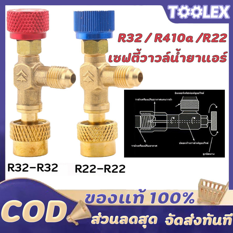 เซฟตี้วาวล์น้ำยาแอร์ เซฟตี้วาล์ว เกจ R32/R22 คอลโทรลวาล์ว เซฟตี้วาวแอร์ วาวล์เปิดปิดน้ำยาแอร์ [HS-1221/HS-1222/HS-1223]