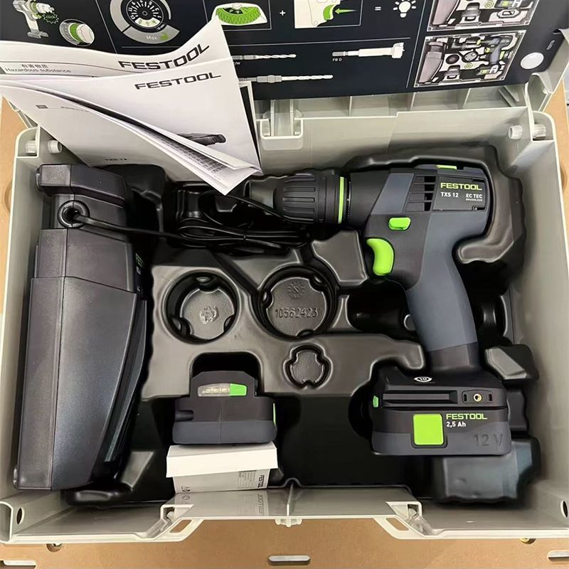 FESTOOL เยอรมัน FESTOOL มัลติฟังก์ชั่เฟอร์นิเจอร์งานไม้มินิสว่านมือ TXS12 สกรูสว่านไฟฟ้าไร้สาย