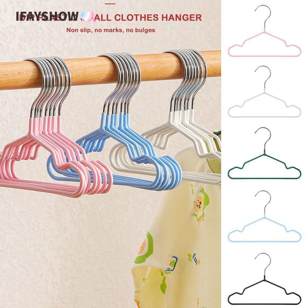 IFAYSHOW ไม้แขวนเสื้อสัตว์เลี้ยง 10 ชิ้น, โลหะกันลื่น, DIY สีทึบ มินิ สําหรับเสื้อผ้า