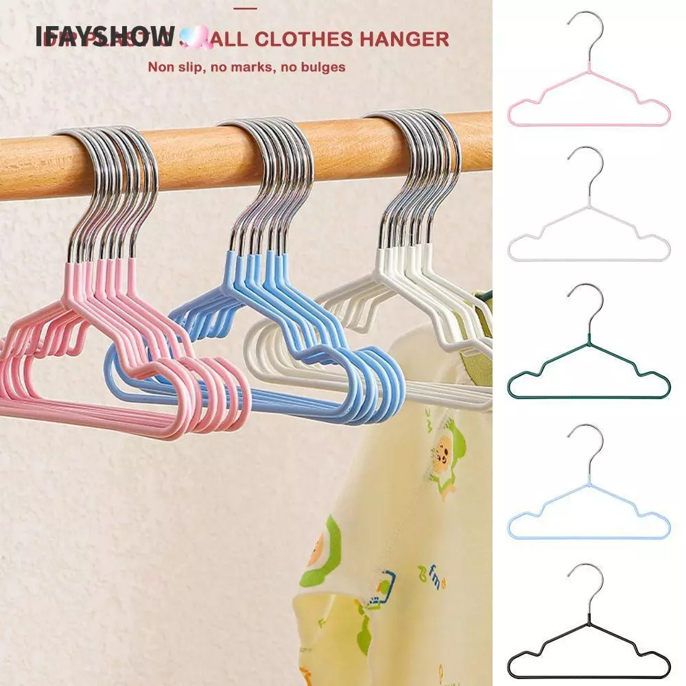 IFAYSHOW ไม้แขวนเสื้อสัตว์เลี้ยง 10 ชิ้น, ไม้แขวนเสื้อสัตว์เลี้ยงโลหะกันลื่น, DIY สีทึบมินิไม้แขวนเสื้อผ้า