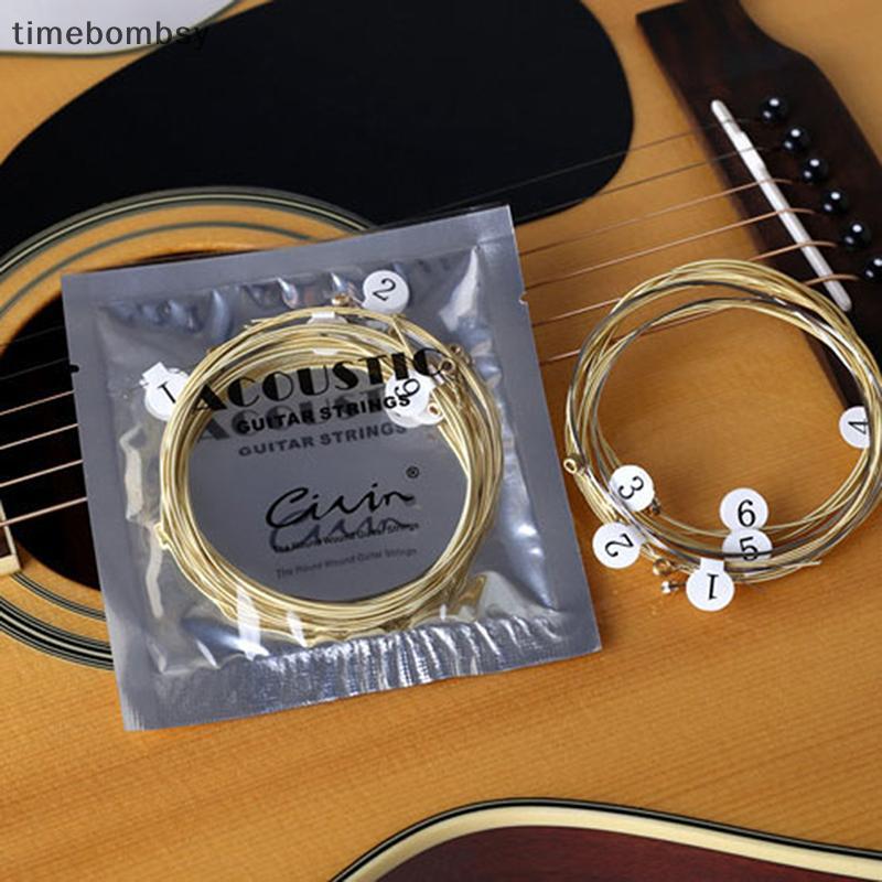 (time) 1 ชุด 6 ชิ้น Practice Niel Plated Steel Guitar String สําหรับกีตาร์โปร่ง (TH)