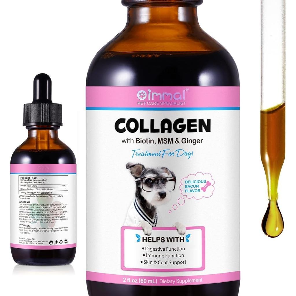 คอลลาเจนสําหรับสุนัข – อาหารเสริมน้ําสมุนไพรพร้อม Echinacea, Honeysuckle & Apple Cider Vinegar | รอง