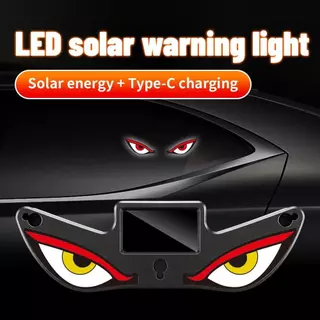 🚚ผู้ขายท้องถิ่น🚚Creative พลังงานแสงอาทิตย์รถแสงนีออนไร้สาย Cool Demon Eye Led Ambient Light ถ้วยดูด USB ชาร์จบรรยากาศหายใจโคมไฟ