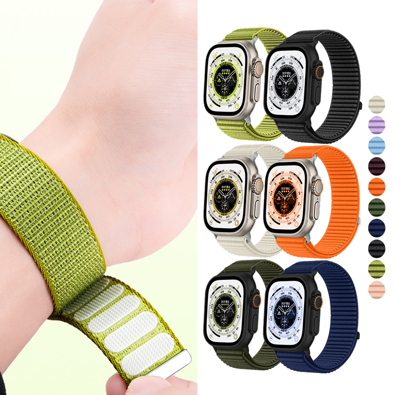 สายรัดห่วงไนลอนถัก สําหรับ Apple Watch iWatch Ultra 49/46/45/44/42/41/40 มม. ใส่สบาย เปลี่ยนได้ ระบายอากาศ