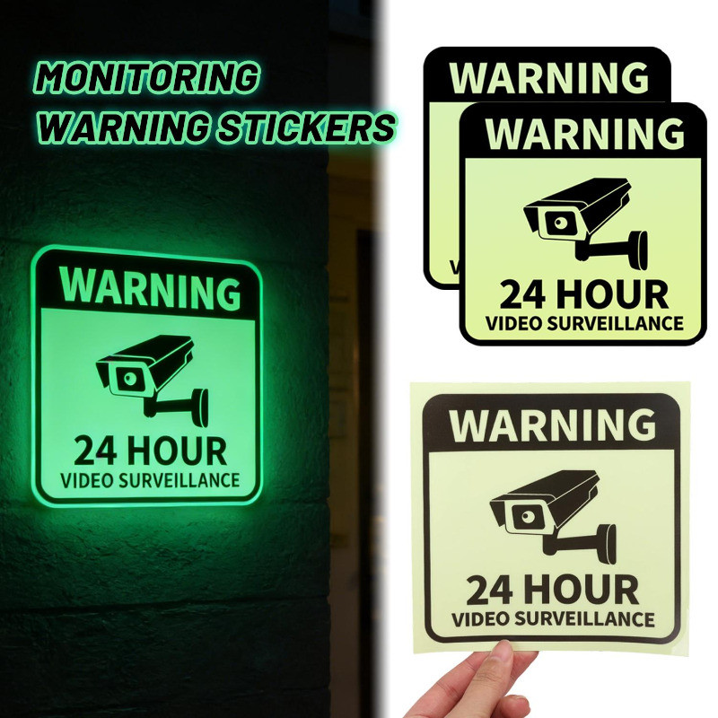 2-10 ชิ้นไม่มีสารตกค้าง Glow-in-the-Dark Decals สําหรับรถจักรยานยนต์รถ Windows, สติกเกอร์ความปลอดภัยที่ถอดออกได้, Adhesion ป้ายเตือนกันน้ําสําหรับ Office Home
