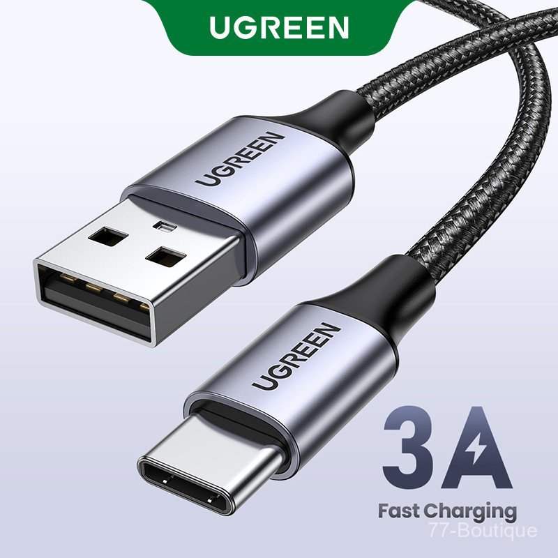 UGREEN 3A USB C สายชาร์จเร็วไนลอนถักสําหรับ Samsung S25 S24 Ultra Huawei P30 Redmi Note7 Nintendo Sw