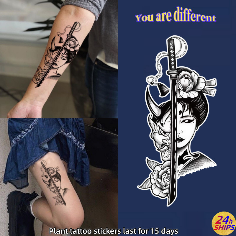 สติกเกอร์รอยสักกันน้ำสำหรับผู้หญิง ลายสักเซ็กซี่และลายขาพืช ติดทนนานถึง 15 วัน