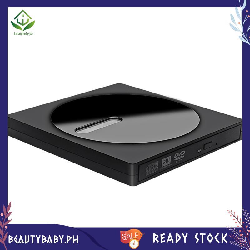 [beautybaby.ph] 1 ชิ้น USB 3.0 ประเภท C ภายนอก CD DVD RW Optical Drive พลาสติกสีดํา DVD Burner Drive