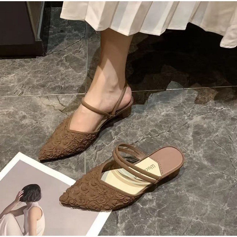 TT HOME01 รองเท้าแตะส้นสูงสำหรับผู้หญิง,ส้น1นิ้วรองเท้าแตะแฟชั่นปลายแหลมส้นหนาสไตล์ใหม่ฤดูร้อนพื้นรองเท้านุ่มBB036 - รูปที่ 3