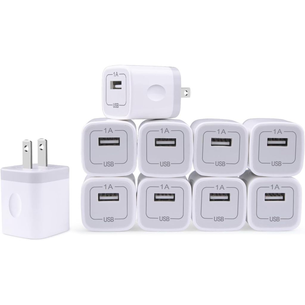 บล็อกชาร์จสําหรับ iPhone,กล่องชาร์จ,USB Cube, NonoUV 10-Pack Single Port Wall Charger 1A/5V USB Outl