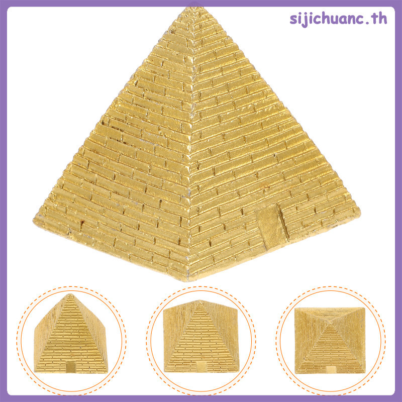🧂 Mini Egyptian Pyramid Model เรซิ่นงานฝีมือ 2pcs ของตกแต่งสำหรับชั้นหนังสือหรือตู้อย่างดี