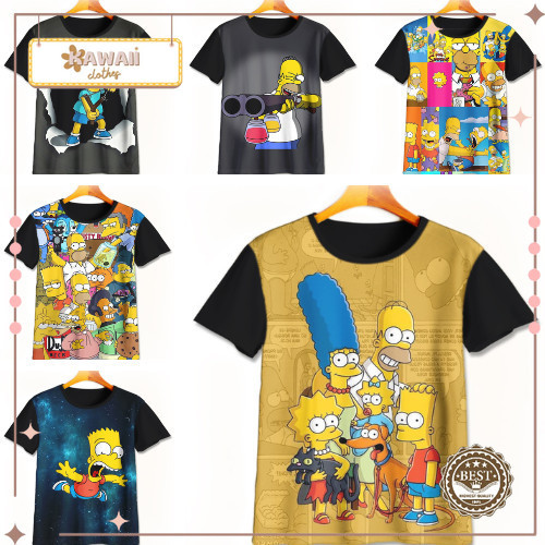 เสื้อยืด Cool Simpsons 3D | เสื้อยืดลายการ์ตูน Simpsons | Simpsons เสื้อผ้าสําหรับเด็กอายุ 1-12 ปี -
