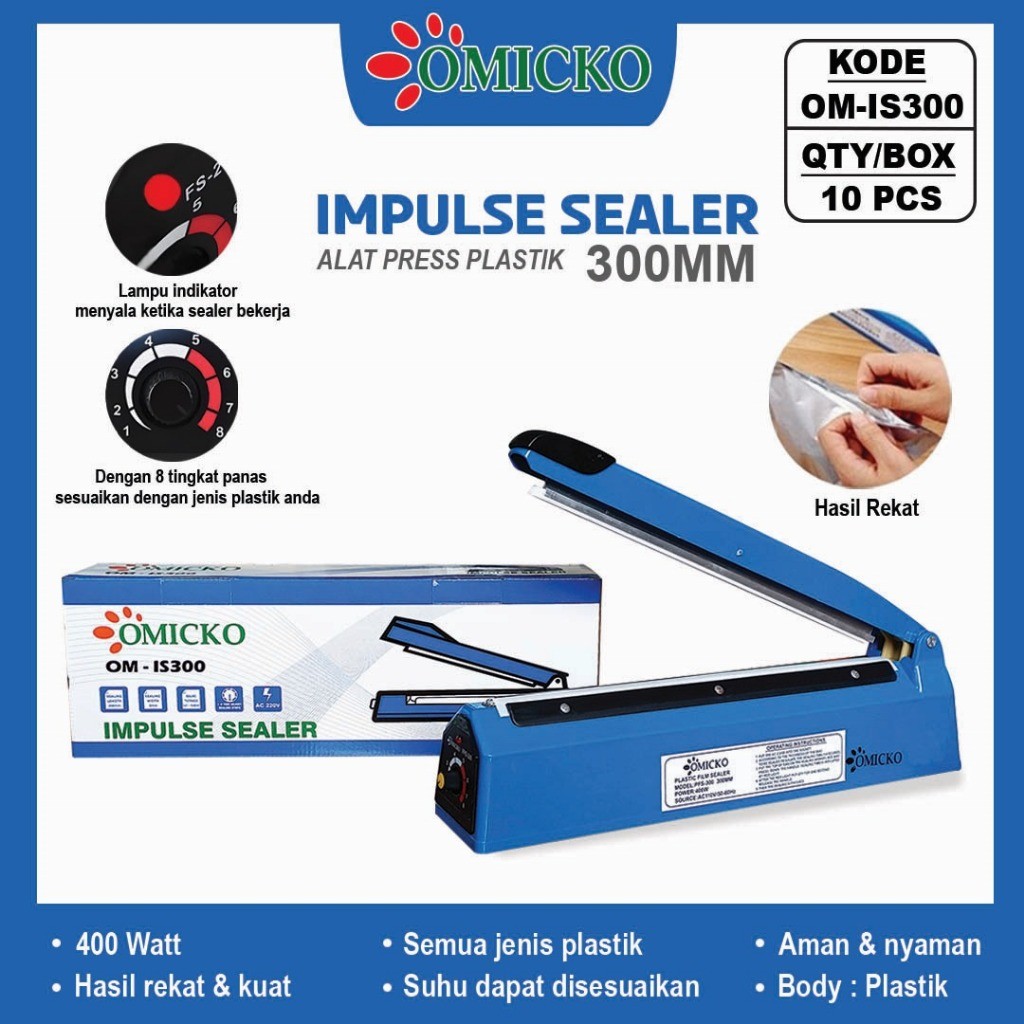 OMICKO: OM-IS200/OM-IS300/OM-IS400 Impulse Sealer / เครื่องมือกดกาวพลาสติก (20 CM, 30 CM, 40 CM)