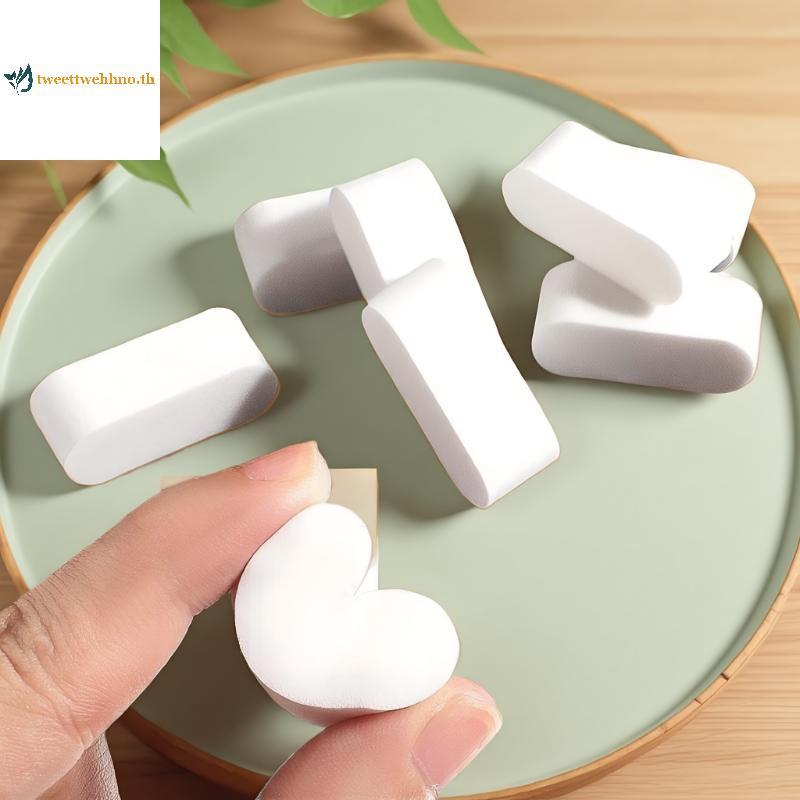 Tweettwehno 10 ชิ้นฟองน้ําแต่งหน้านุ่มเปียกและแห้งใช้พัฟสีขาว Foundation คอนซีลเลอร์ Smearing Puff เ