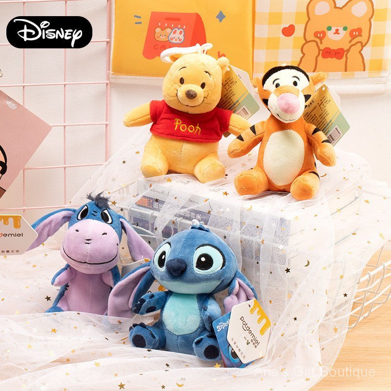 [Aria B-9] Disney ของแท้ที่ได้รับอนุญาต Stitch Winnie the Pooh Tigger Pink Pig Eeyore ตุ๊กตาผ้ากํามะ