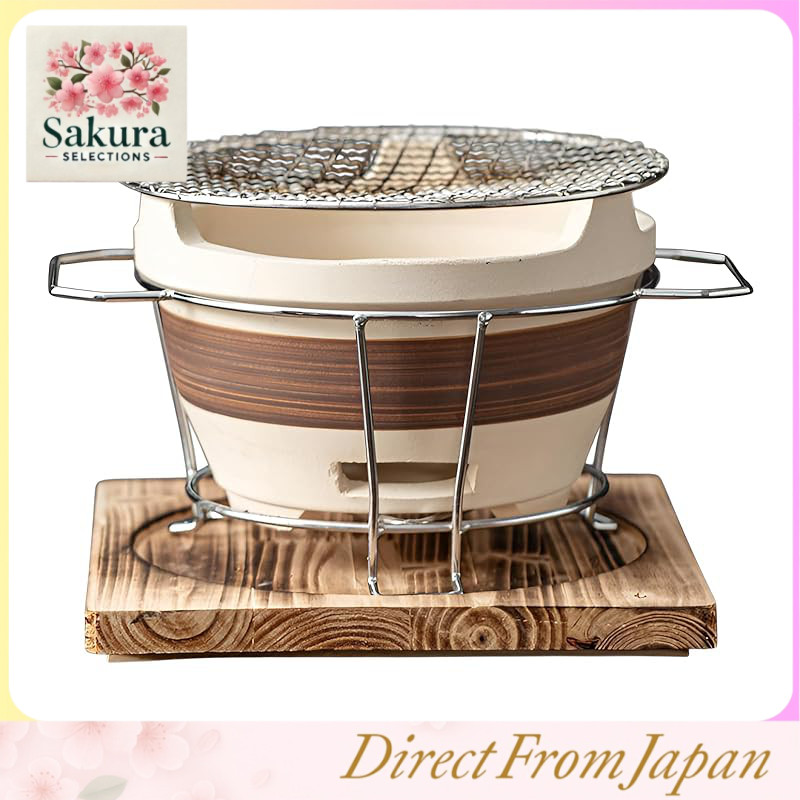 Luvian Portable Shichirin Charcoal Grill - Lightweight Diatomaceous Earth Tabletop BBQ Stove with Gr