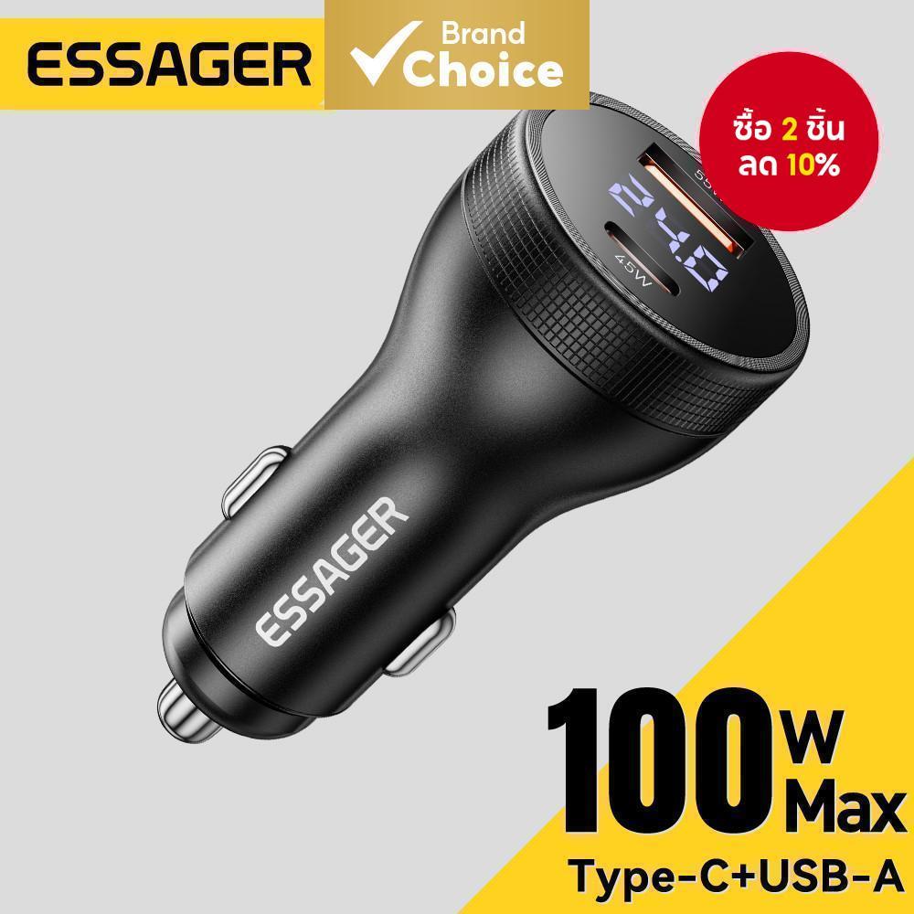 Essager ທີ່ຊາດລົດ 100W USB-C ຊາດໄວ PD 45W ສຳລັບ iPhone / Xiaomi / Poco / Samsung Galaxy S24