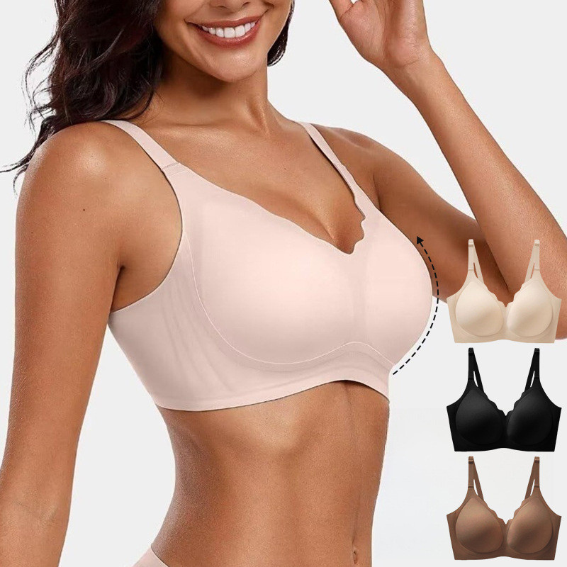 DM Clouds ใหม่ขนาดบวกบางรวบรวมชุดชั้นในสําหรับผู้หญิงป้องกันการหย่อนคล้อยปรับประเภทไม่มีแหวนเ S-3XL