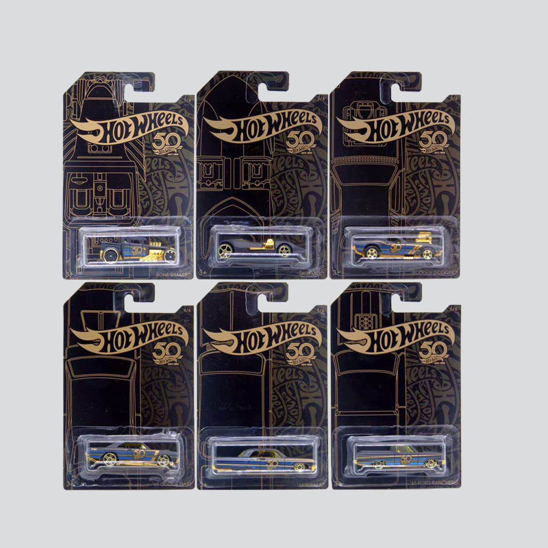 [คลังสินค้าพร้อม] Hot Wheels 50th Anniversary Black Gold White Collectors Edition Flame Commemorativ