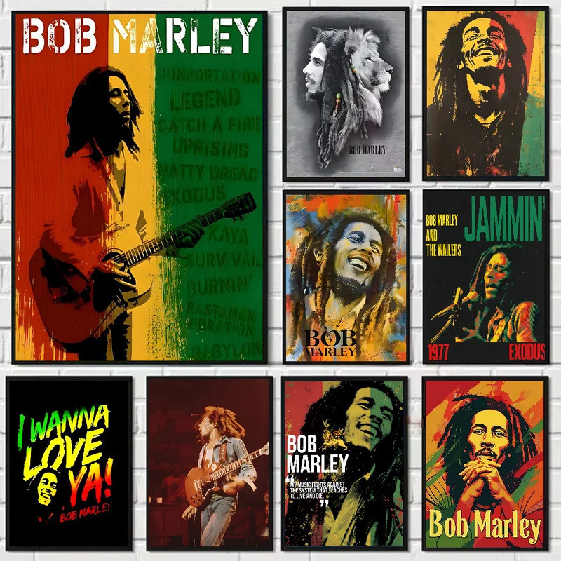 กีตาร์ No Woman Cry Legendary Rock Singer Bob Marley โปสเตอร์ HD art sticky wall กันน้ําห้องนั่งเล่นห้องนอนบาร์ความงาม