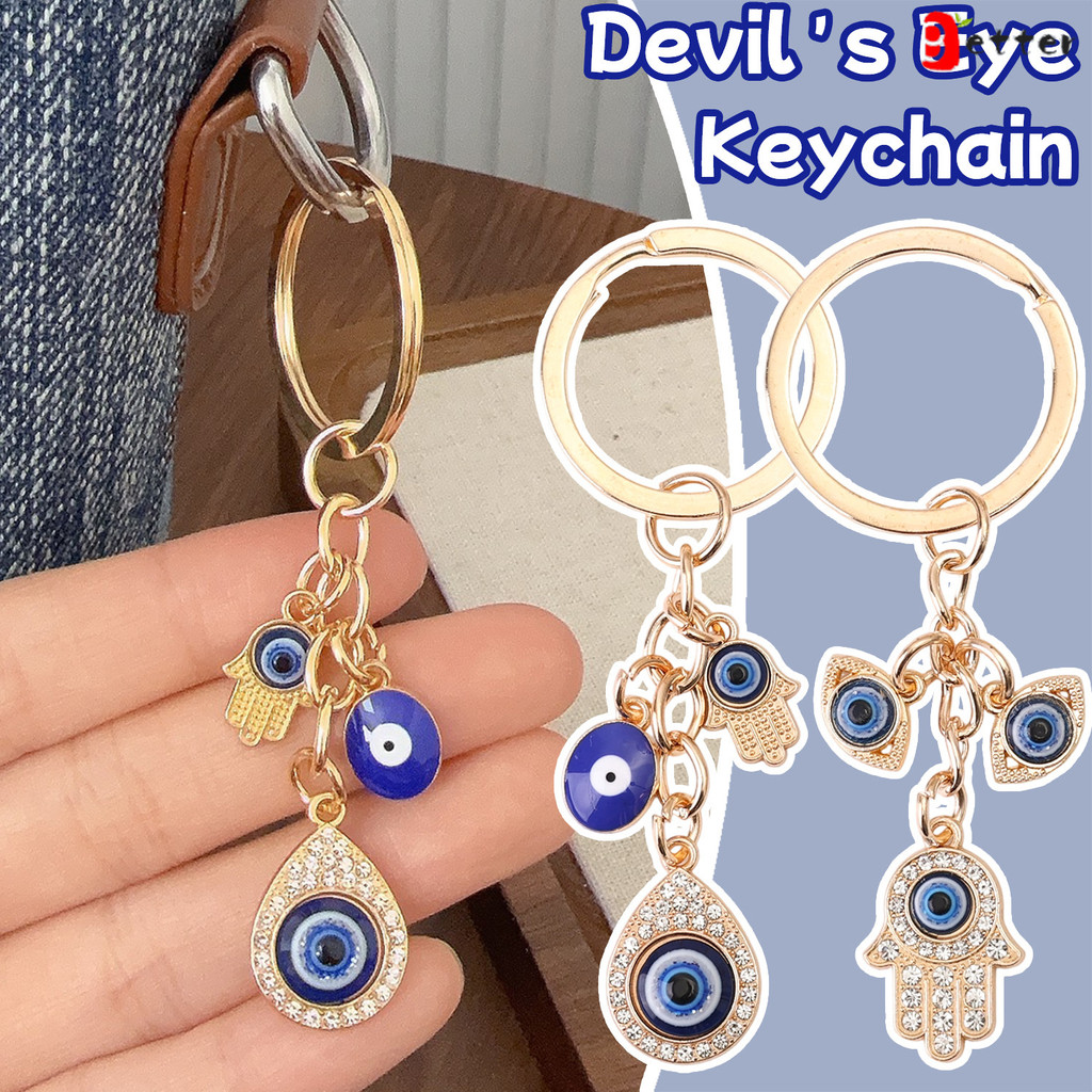 Lucky Evil Eye Blue Hand Fatima Evil Eye จี้พวงกุญแจพวงกุญแจสีเงินพวงกุญแจสําหรับผู้หญิงผู้ชาย