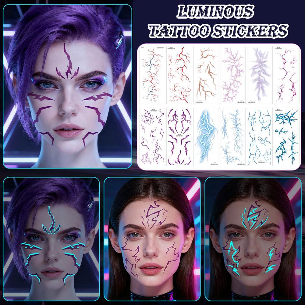 2025 Night Light Girl Group Pattern Tattoo Sticker สติ๊กเกอร์เซลล์จําลอง Vessel Lightning N5j6