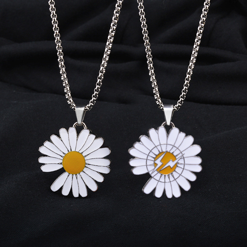 สร้อยคอ Notch Daisy สำหรับสาวๆ สไตล์ทันสมัยด้วยวัสดุเหล็กและไทเทเนียม ออกแบบตามแฟชั่นเกาหลีCTL1