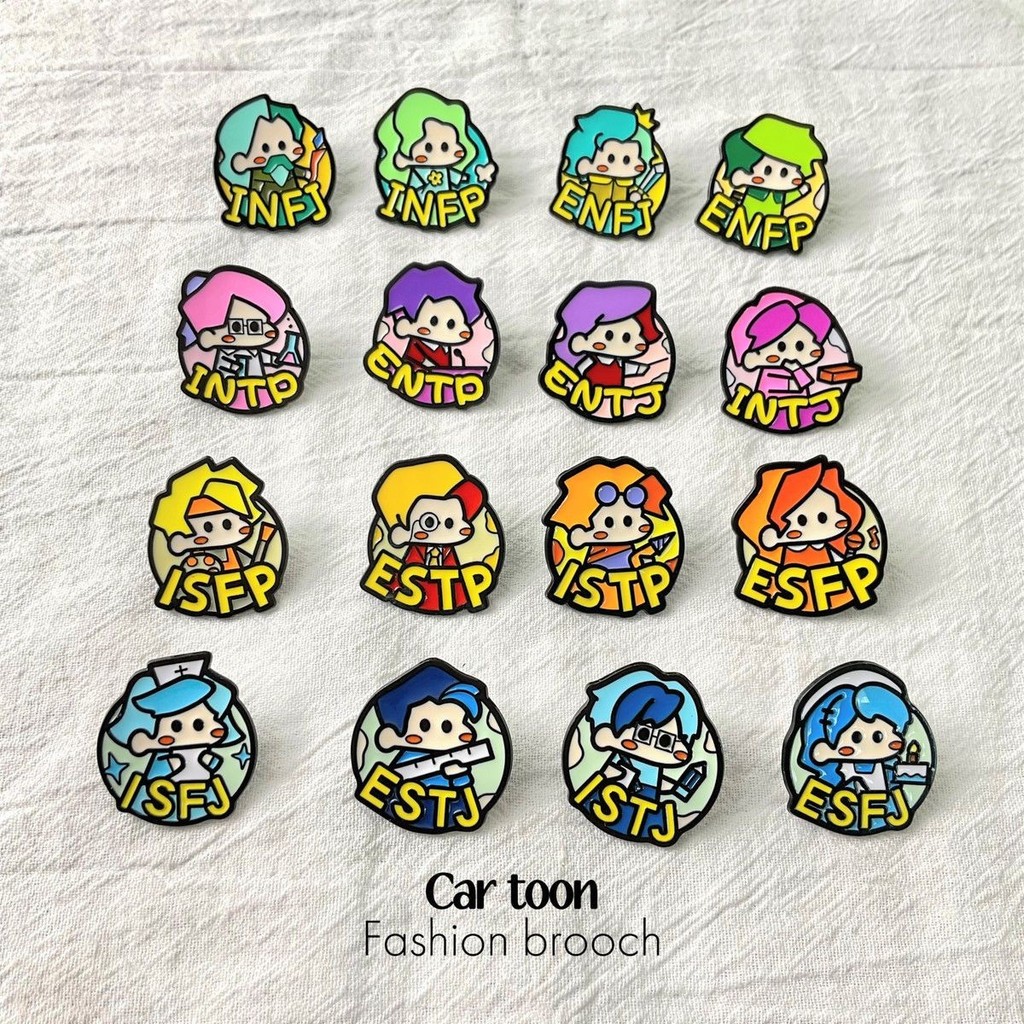 เข็มกลัดการ์ตูนสำหรับ MBTI 16 แบบ พร้อมสร้อยคอ เพื่อนและของขวัญน่ารักสำหรับกระเป๋าและนักเรียน