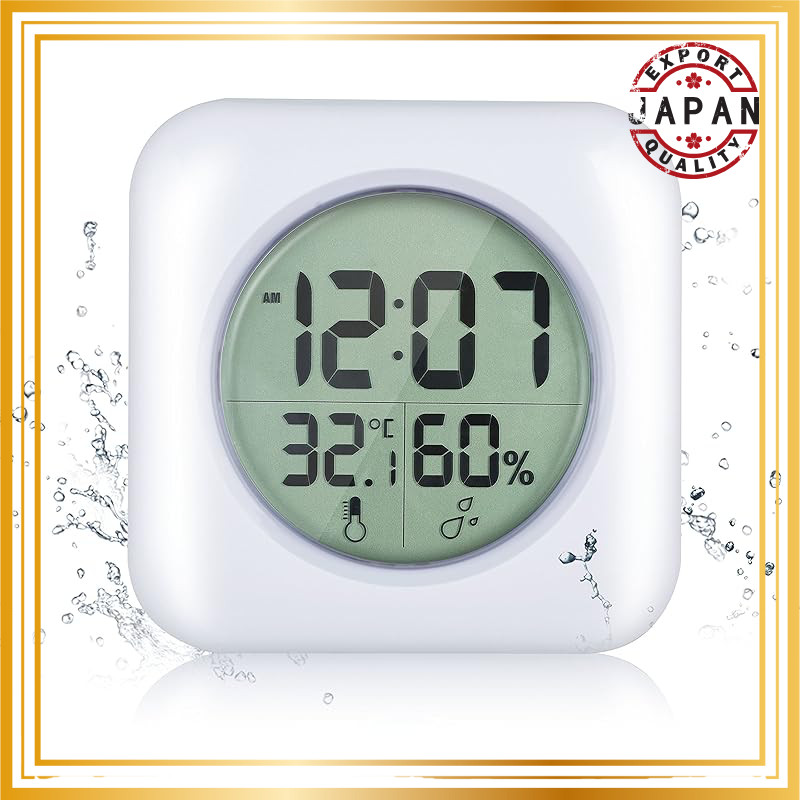 Waterproof Clock, Digital Thermo-Hygrometer, Waterproof Wall Clock, Bathroom Clock