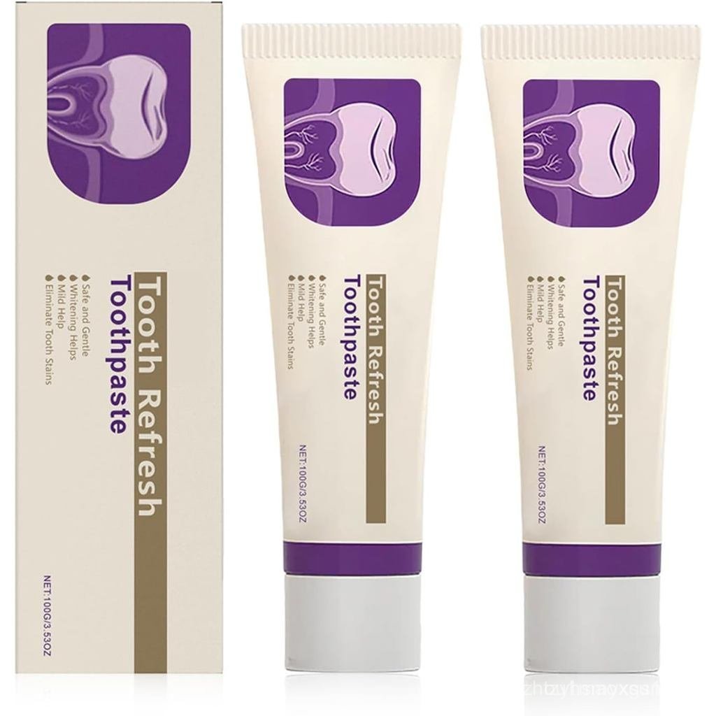 2PC Tooth Refresh Toothpaste, Fresh Breath Whitening Toothpaste,Natural Oral Care & Enamel Repair He