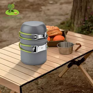 【Outdoorlife01.th】โอเดล กลางแจ้งหม้อบนโต๊ะอาหารชุดอลูมิเนียมอัลลอยด์ตั้งแคมป์ทําอาหารชุดพร้อมที่จับเดินทางช้อนส้อมเครื่องครัวสําหรับตั้งแคมป์1-2คน