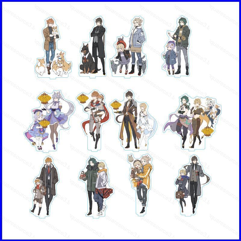 Genshin Impact Action Figure ของเล่นอะคริลิค Zhongli Xiao Hutao Keqing ขาตั้งตารางสองด้าน 16 ซม.ตกแต