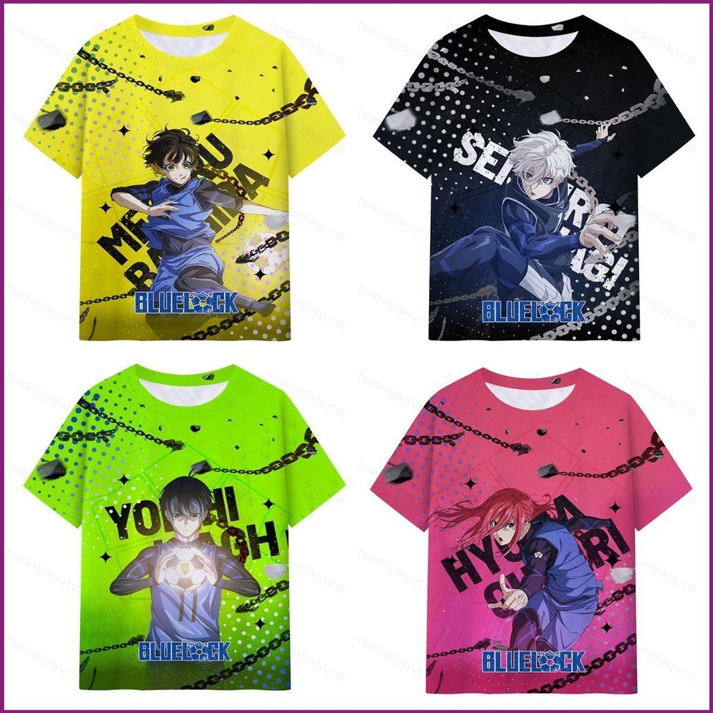 Blue Lock T-Shirt Unisex สำหรับ Cosplay และใส่ประจำวัน ออกแบบ 3D แขนสั้น ตัวละคร Bachira Meguru Isag