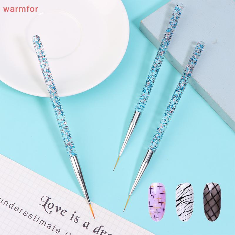 (warmfor) 5pcs Nail Art Stripe Nail Art Liner Brush Set 3D Tips Line Stripes DIY Drawing Pen UV Gel 