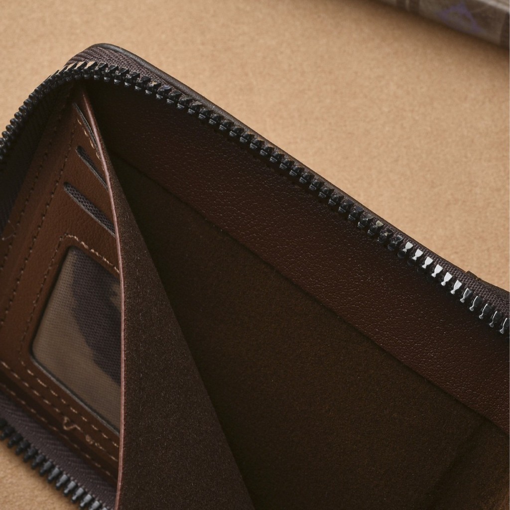 กระเป๋าสตางค์ผู้ชายใหม่ pu ซิปสีขัดเงา Multi-card Slot Casual Retro กระเป๋าใส่เหรียญความจุขนาดใหญ่เปรี้ยว - รูปที่ 2