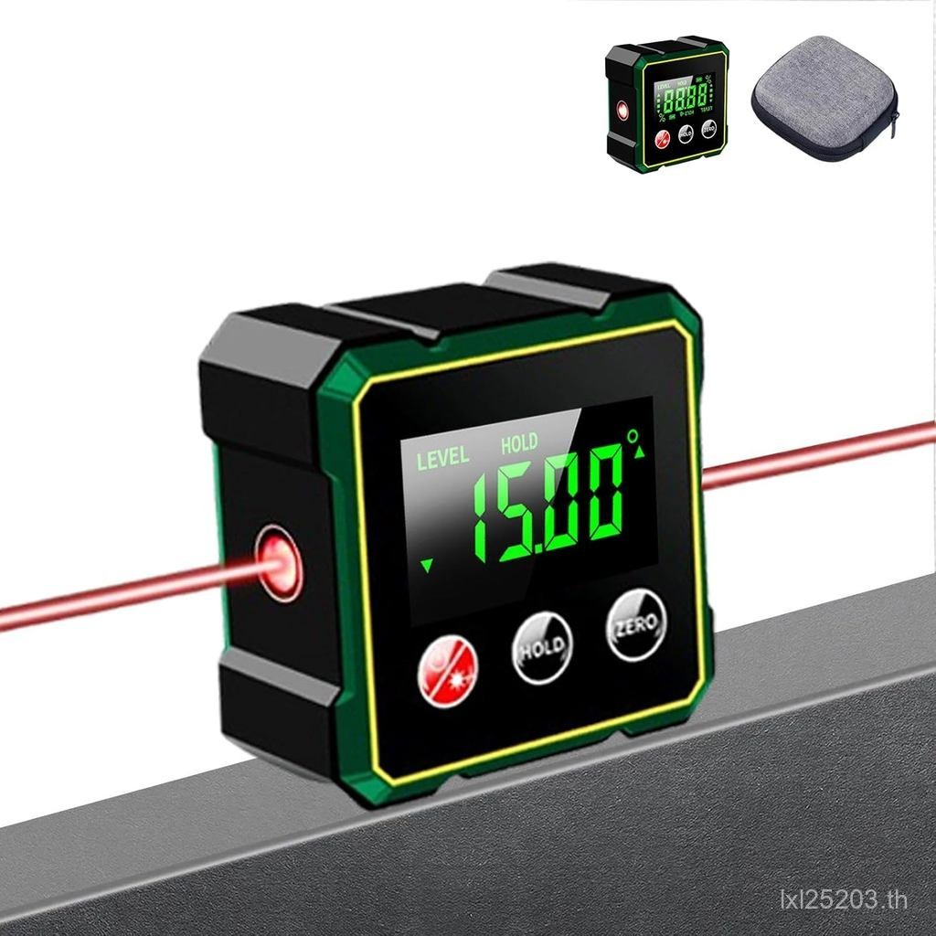 Digital Angle Finder with Electronic Laser Level,Inclinometer- 4-side Strong Magnetic Angle Gauge, P