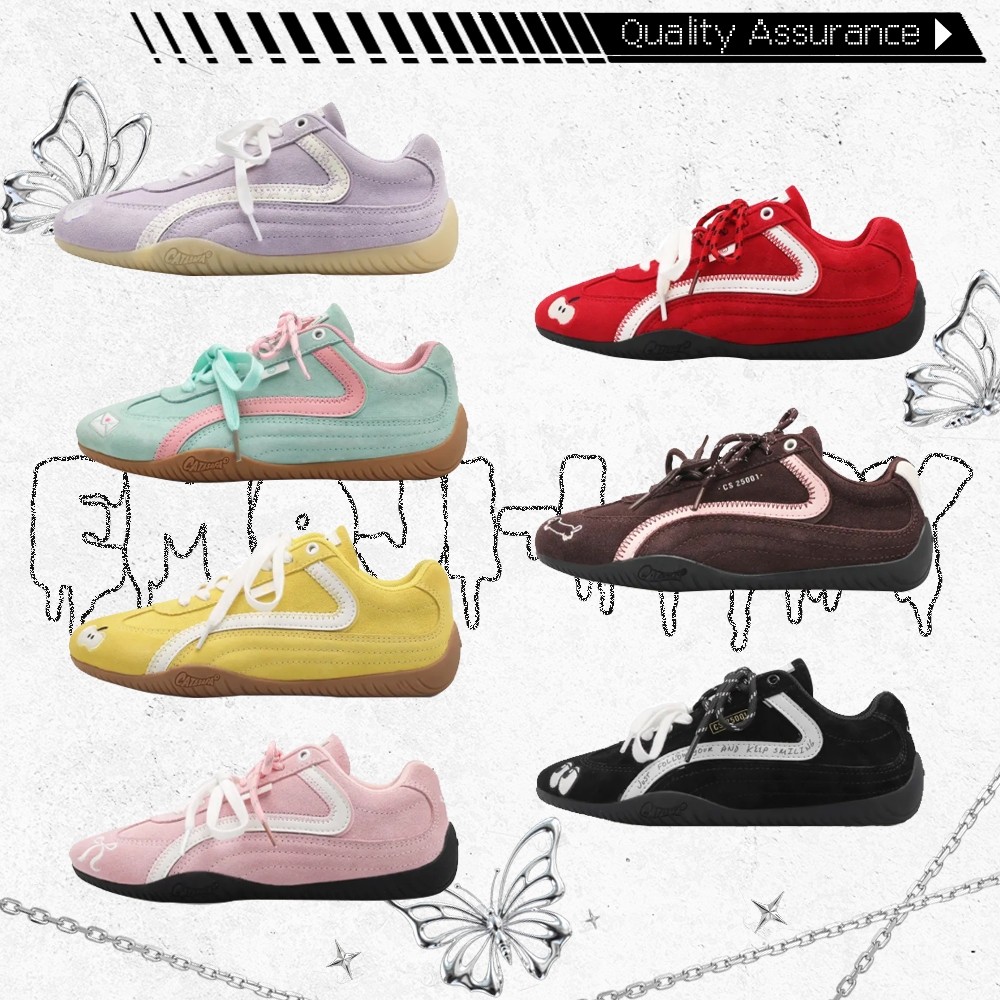 ของแท้ 💯⚡️พร้อมส่งในไทย🇹🇭⚡️CAT&SOFA [พร้อมส่ง] Cat and Sofa Emoji-Lab รองเท้าส้นแบน Apple Shoes Red 