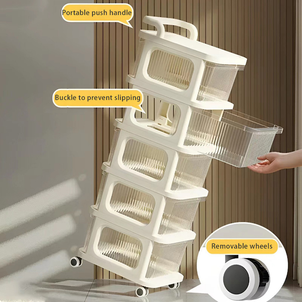 Multi-Purpose Plastic Trolley Utility Cart Rolling Trolley Rolling Utility Cart Home Storage Shelf
