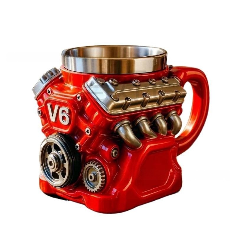 New Product V8 Engine Stainless Steel 3D Mug V8 Creative Engine Resin Cup