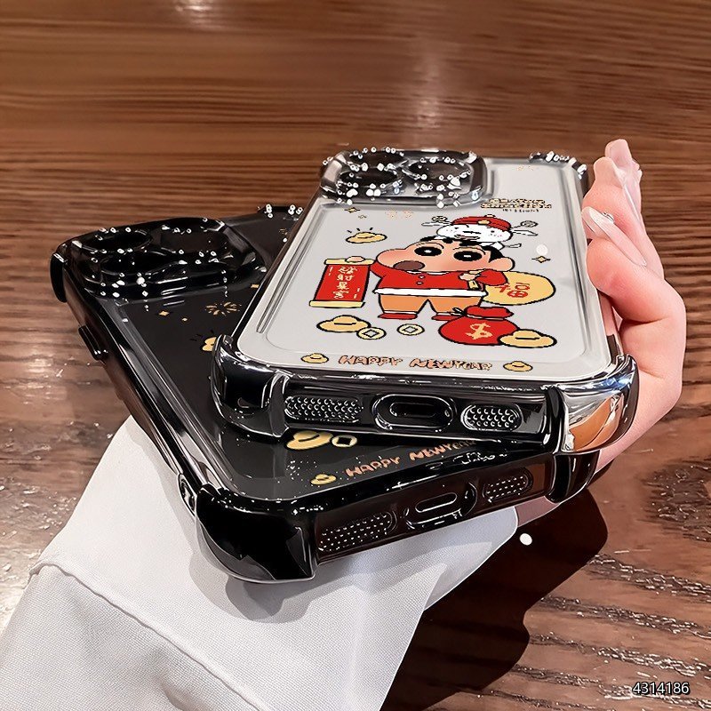 ชัดเจน เคส สำหรับ Vivo V60 V50 V40 V30 Lite V29E V27 V25 V25E V23 Pro Y400 Y04 Y03 Y18 Y28S Y29 Y39 Y36 Y27 หรูหราพรีเมี่ยมน่ารัก Rich Shinchan ชุบโปร่งใสกันกระแทกกรณีโทรศัพท์นุ่ม - รูปที่ 4